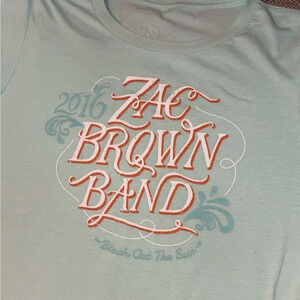 2016 ZAC BROWN BAND CONCERT TOUR TSHIRT BLUE BLACK OUT THE SUN SHORT SLEEVE